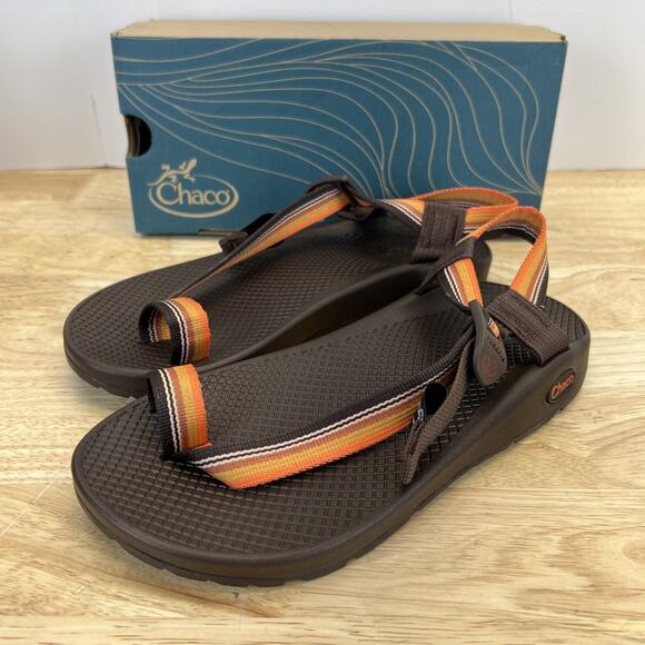 Chaco Bodhi Toe Loop Sports Sandals Belt Java Brown Orange Strap Mens Size 7